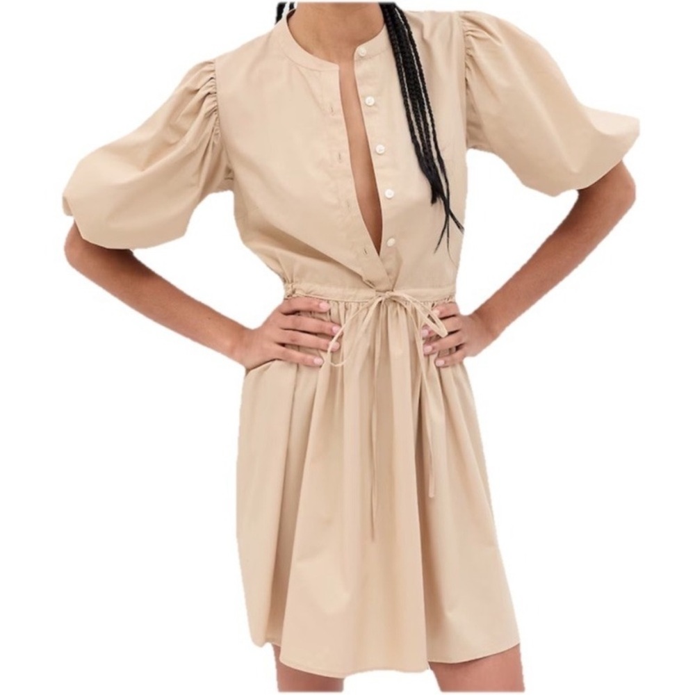 Gap Balloon Sleeve Mini Dress Khaki Women's Size L
